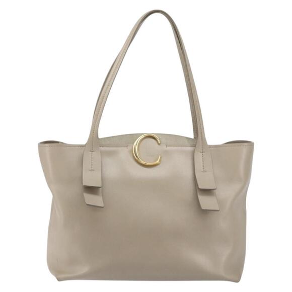 Chloe C Tote Bag Leather Beige Gold Auth am10250V - Picture 13 of 16